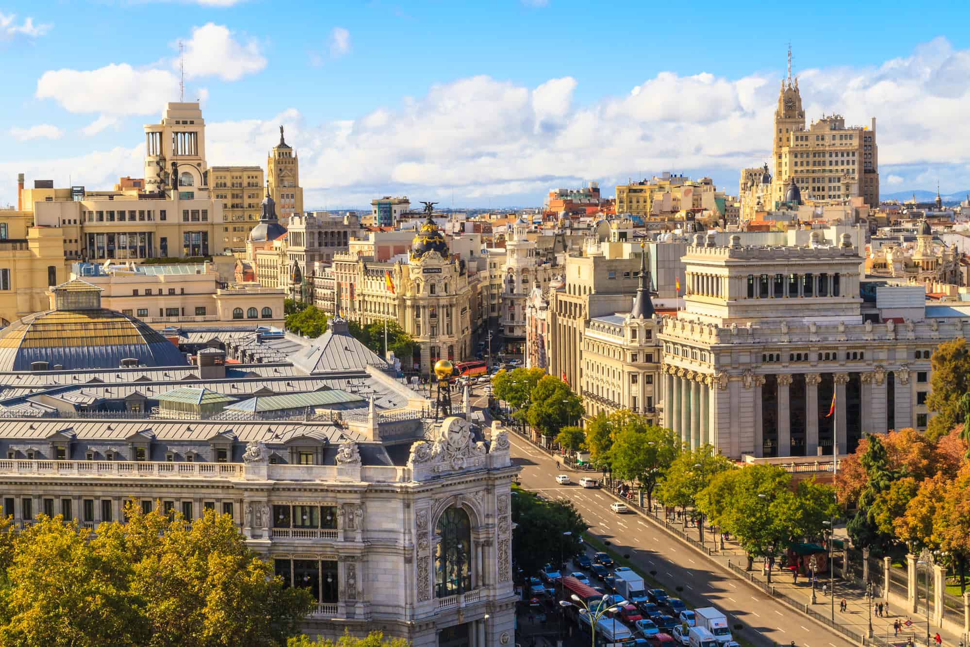 Luftaufnahme vom Zentrum Madrids und der Gran Vía