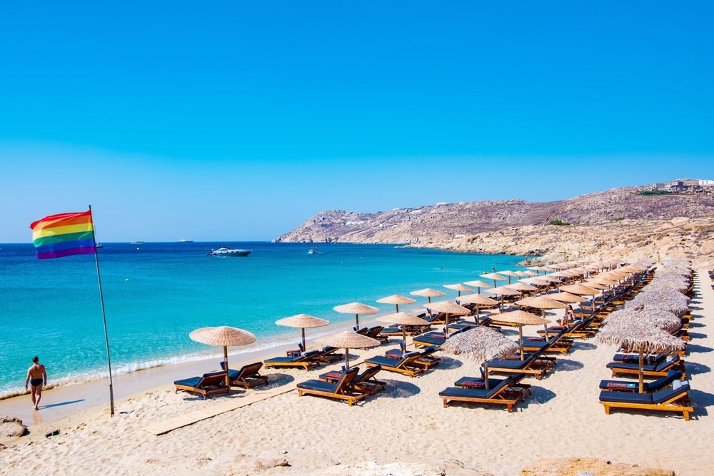 Die Bucht am Elia Beach auf Mykonos