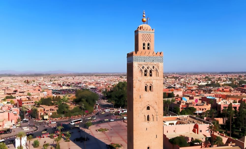 Luftaufnahme der Koutoubia-Moschee in Marrakesch