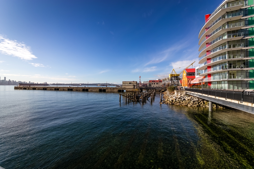 The Shipyards und der Pier in Lower Lonsdale in North Vancouver