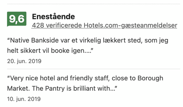 Bewertung des Hotels in London