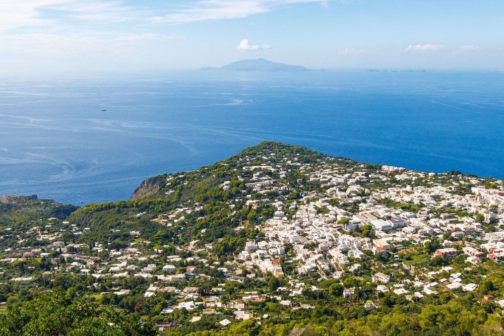 Blick über Anacapri vom Sessellift zum Monte Solaro auf Capri