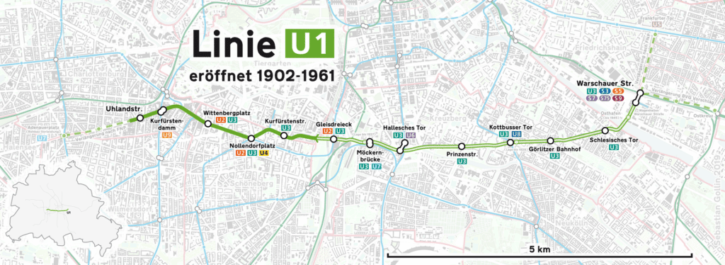 Die beliebte Linie U1 der Berliner U-Bahn.