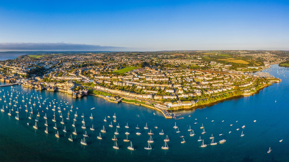 Luftaufnahme von Falmouth und dem Penryn River in Cornwall