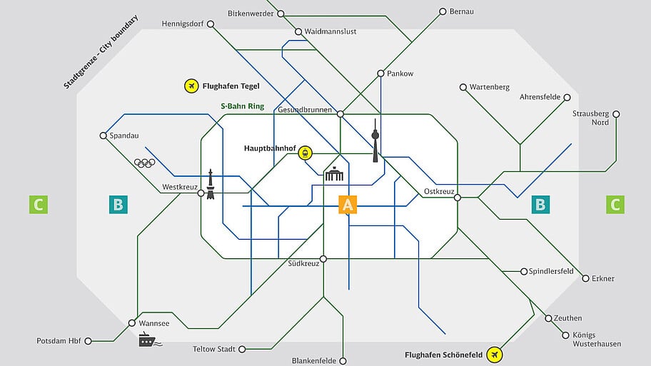 Karte der Berliner Tarifzonen