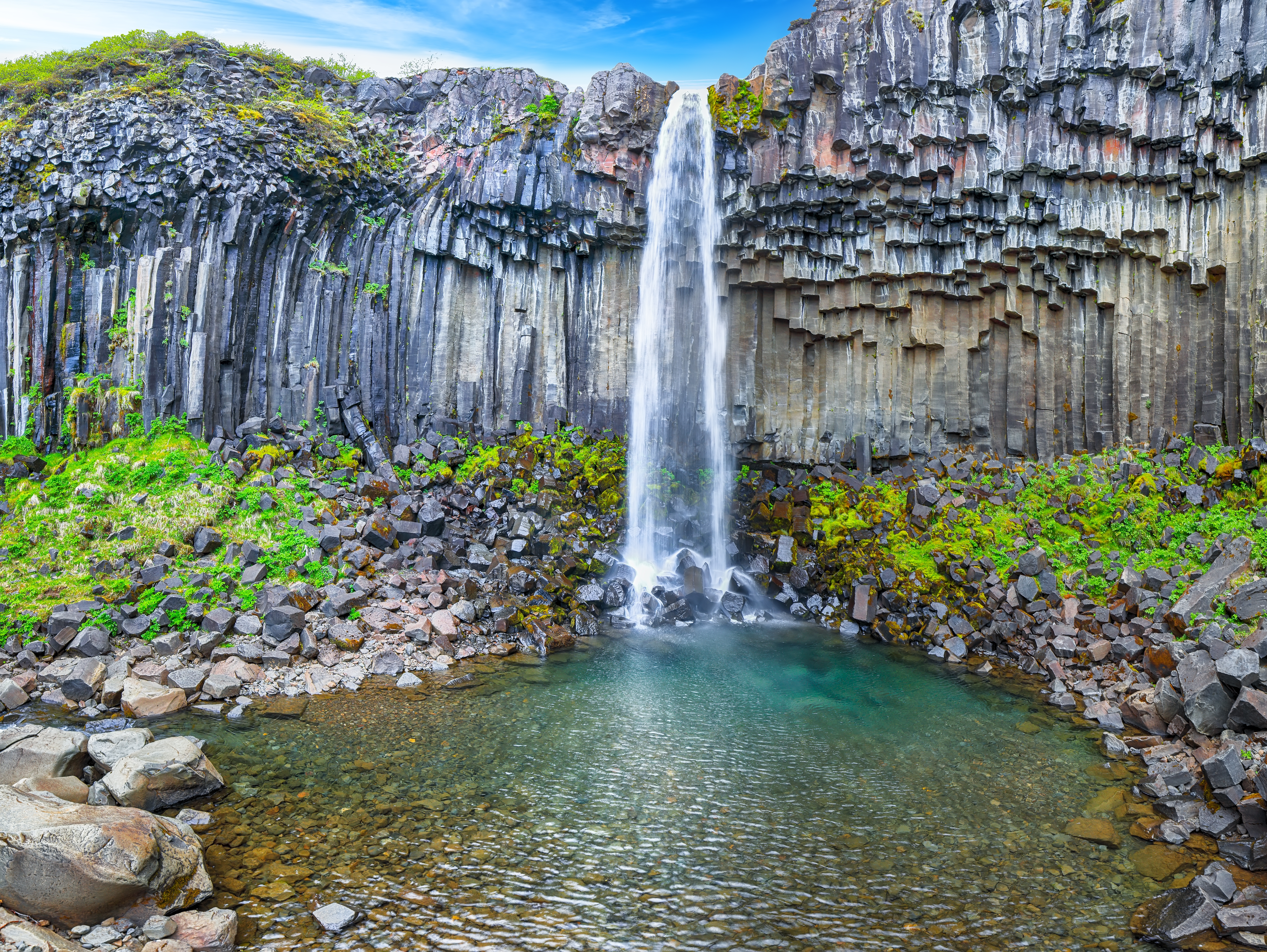 Der Svartifoss mit Basaltsäulen in Skaftafell