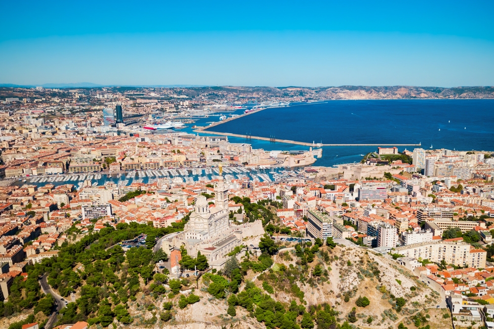 Panoramablick über Marseille aus der Luft